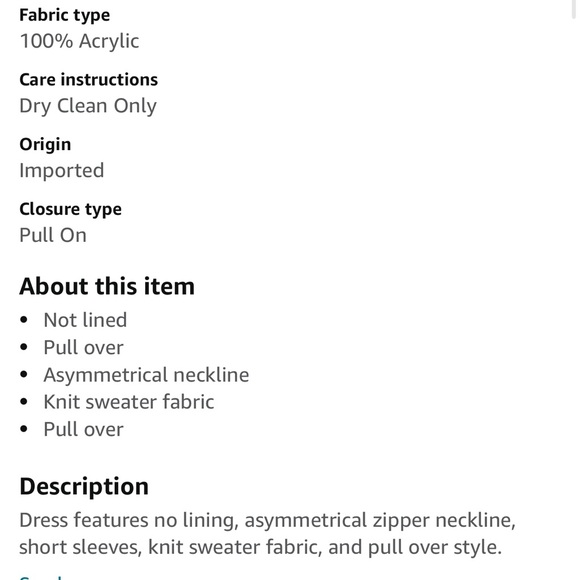 Calvin Klein  asymetrical zipper high neck sweater dress, black, pull on - Picture 3 of 6